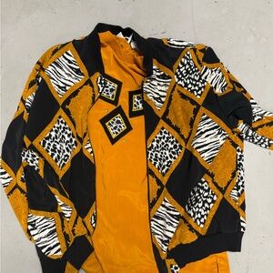 Teddi Orange and Black Geometric Jacket